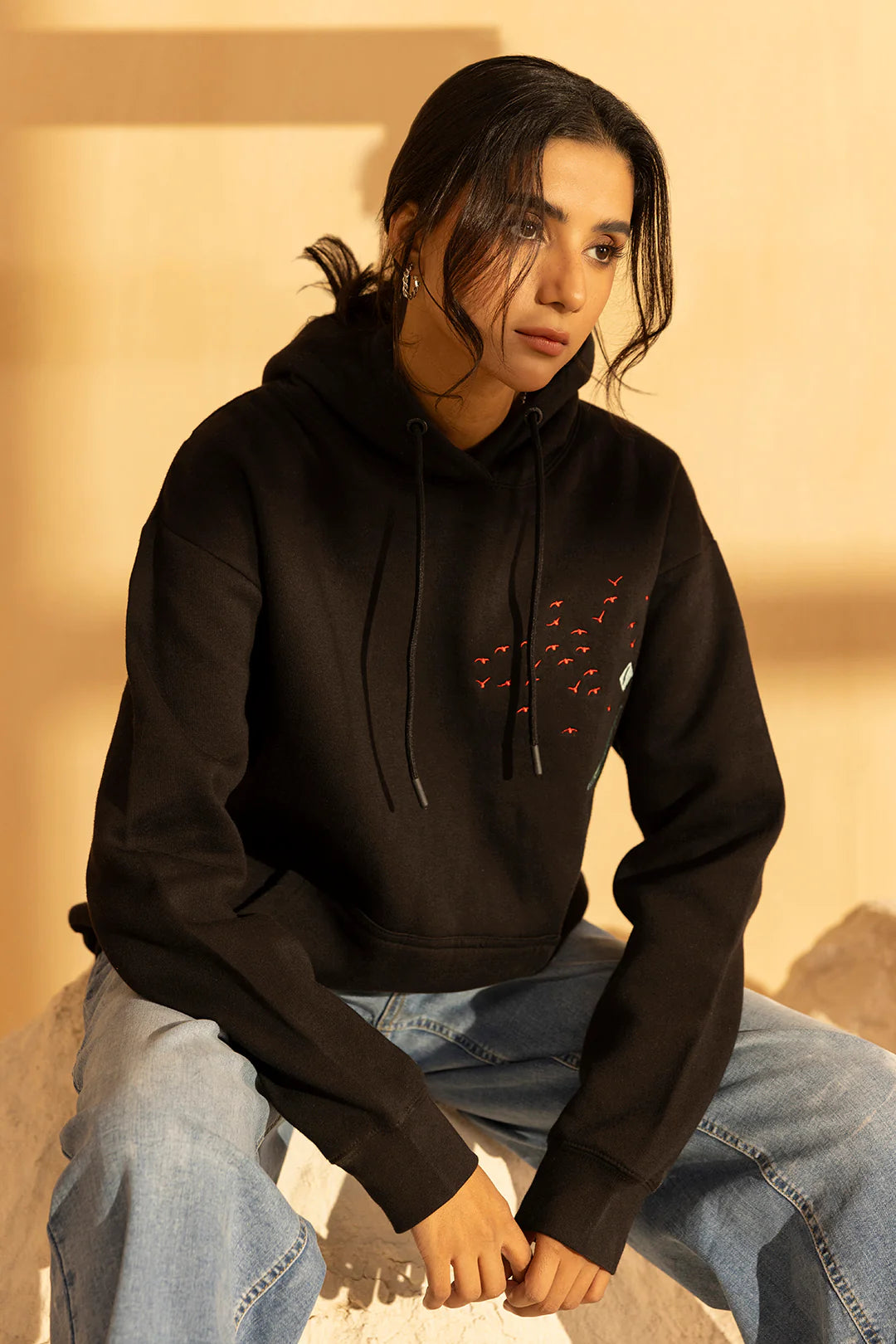 Graphic Hoodie – Black with Printed Design