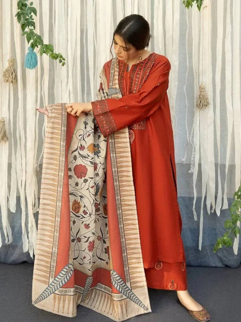 Ayat - 3PC Embroidered Ensemble with Digital Dupatta
