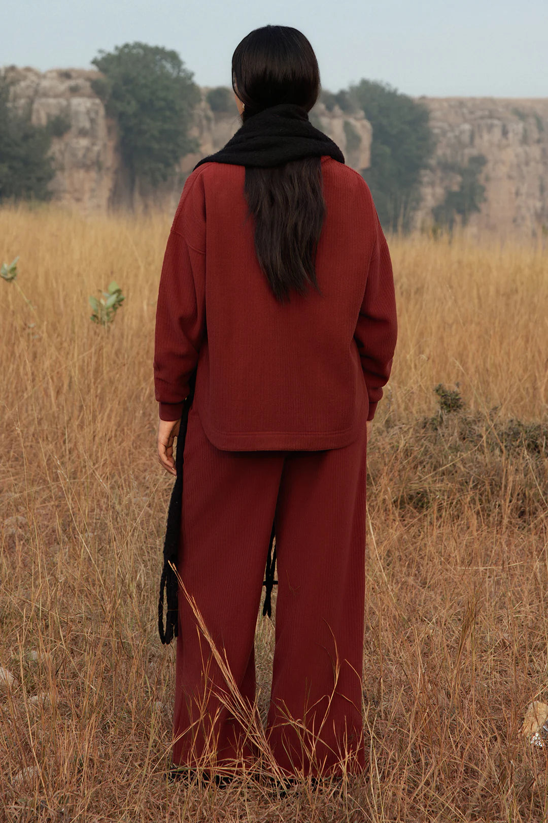 Polar Fleece Co-Ord Set Trousers – Rust