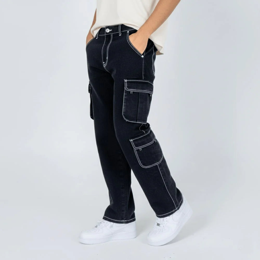 Black Cargo Baggy Jeans