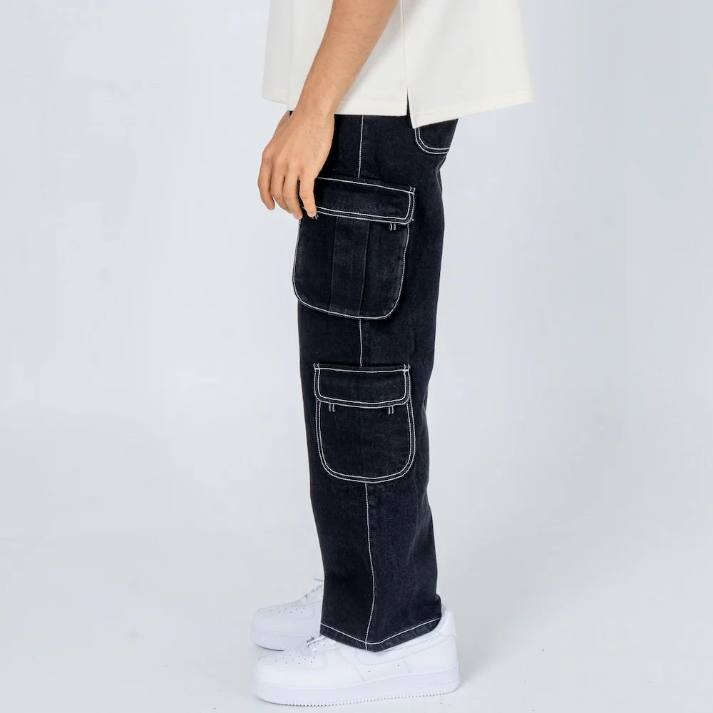 Black Cargo Baggy Jeans