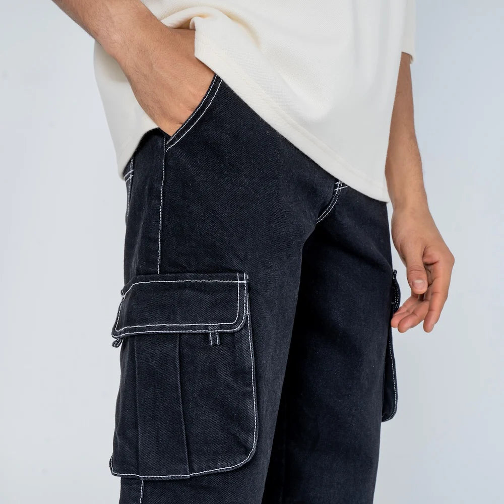 Black Cargo Baggy Jeans