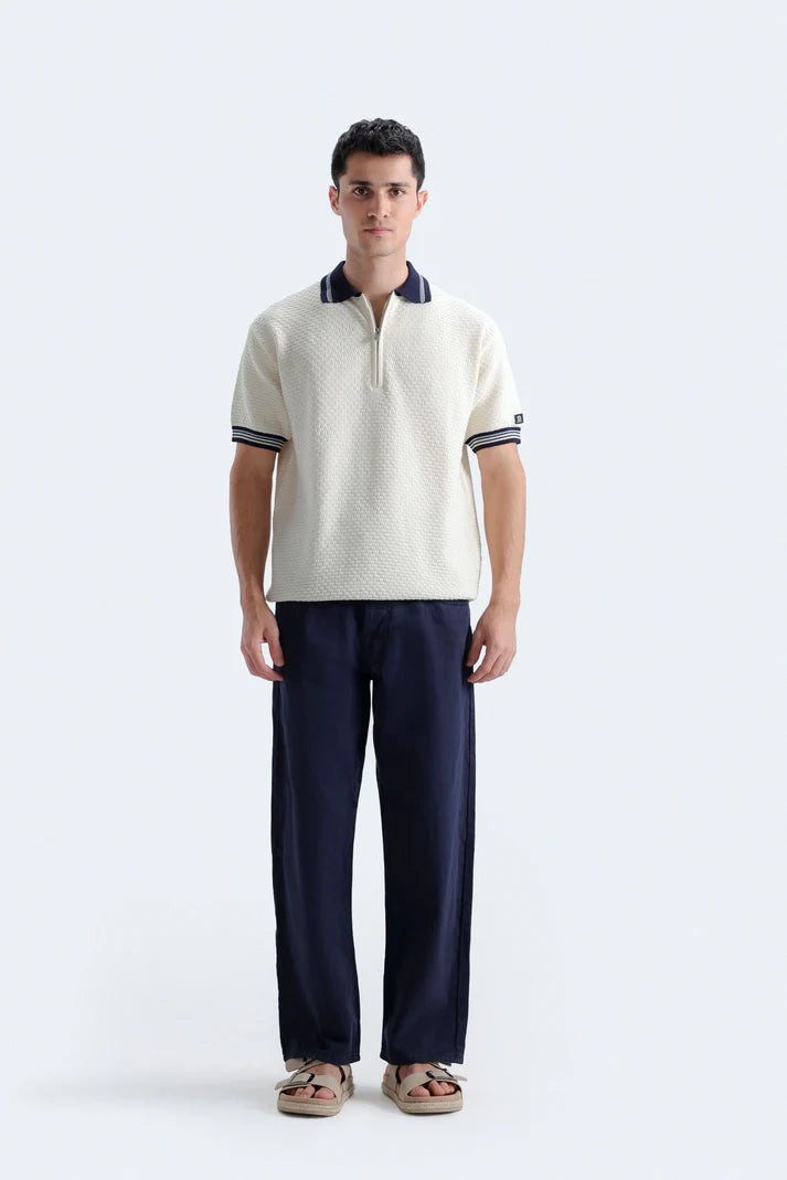 Quarter Zip Polo Shirt – Off White