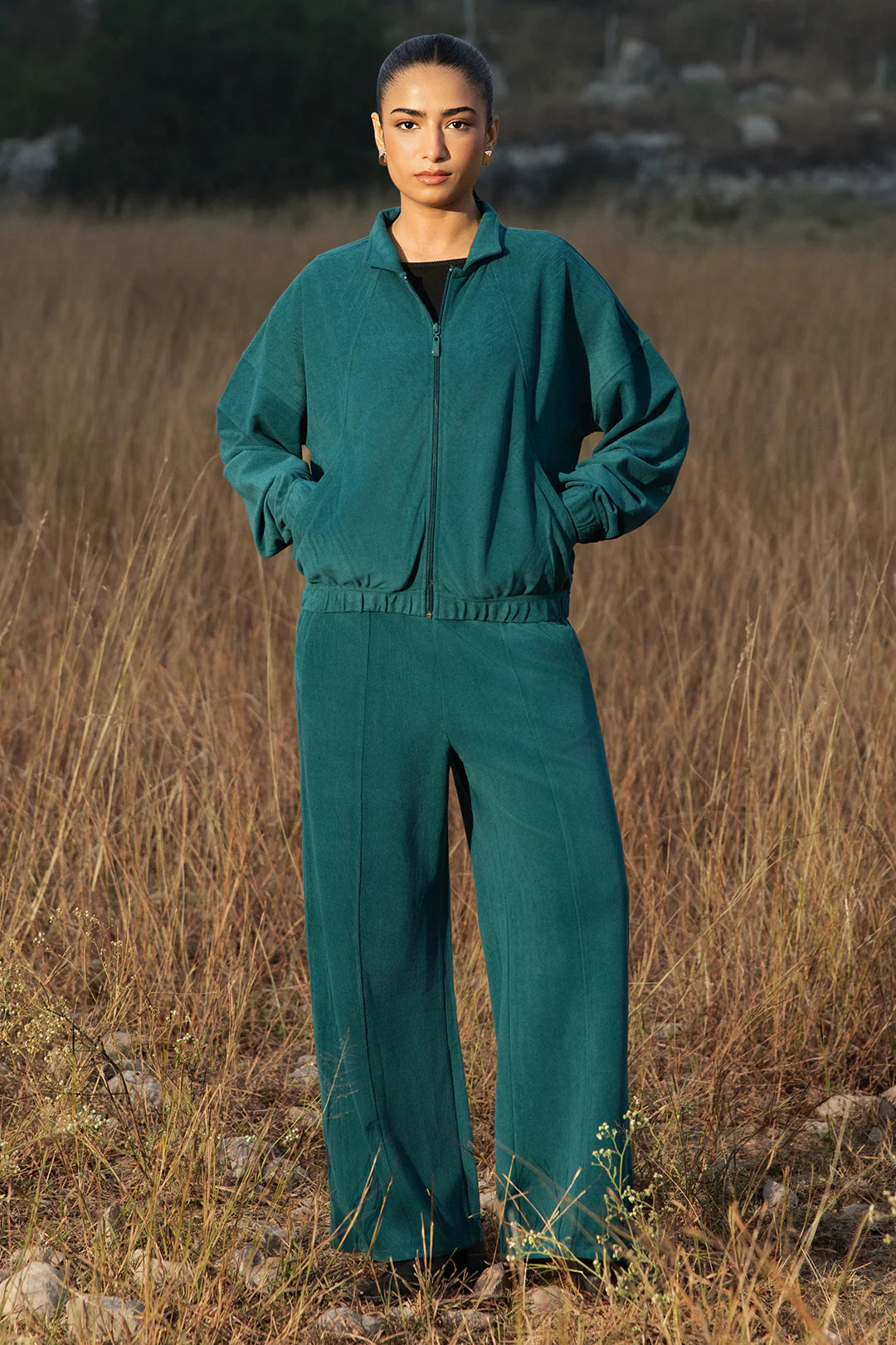 Velour Co-Ord Set Trousers – Teal