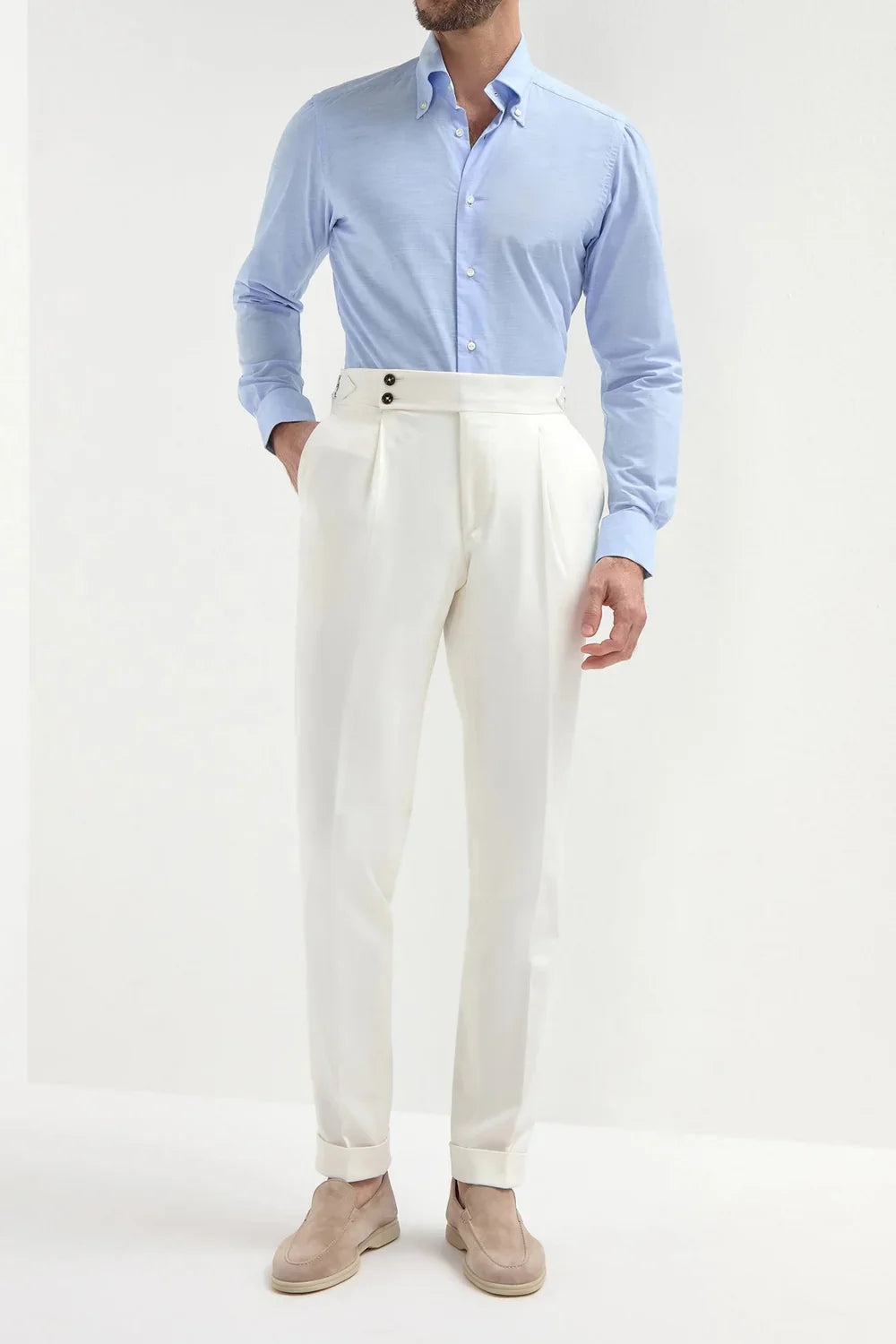 White Cotton Gurkha Trousers